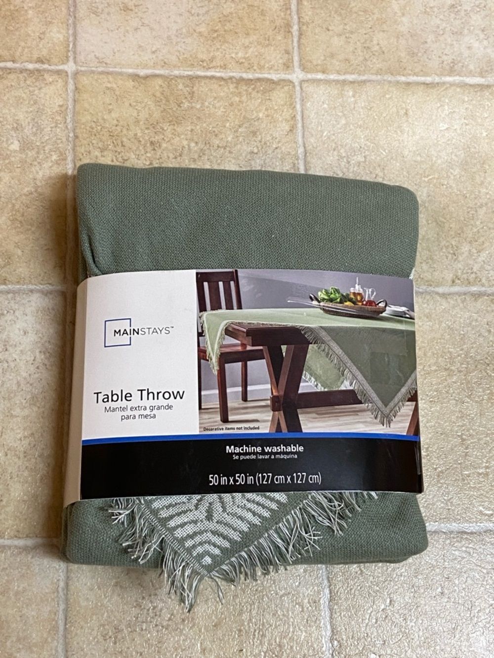 2/$30 Mainstays Olive Fringe Table Throw